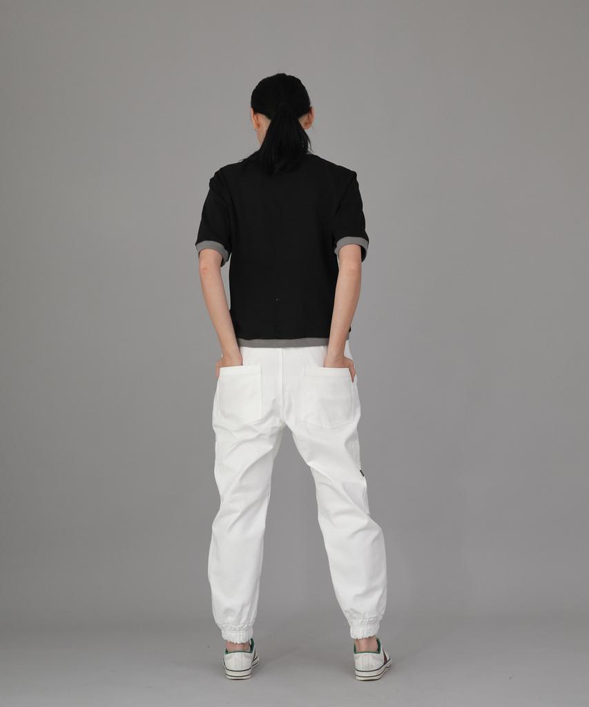Seinteukeulu Bold Ankle Band Cargo Jogger Pants Bac-328 White