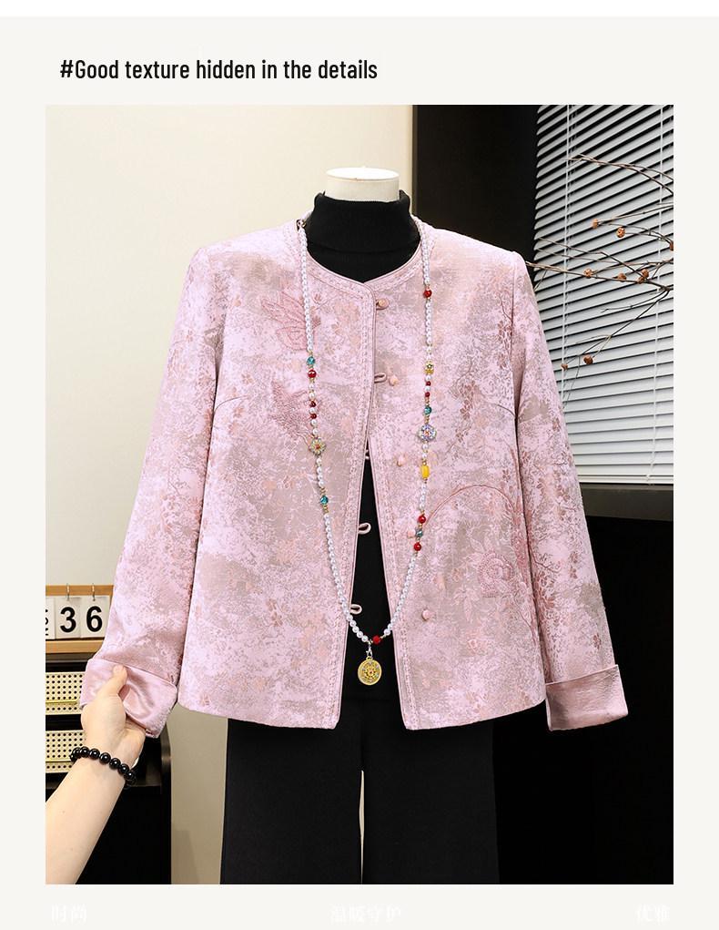 Mom's New Chinese-Style Spring Jacket for Middle-Aged & Elderly Women - Elegant Windbreaker for Spring & Autumn Seasons