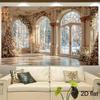 1Pcs Baroque Arched Window Winter Snow Scene Decoration Background Winter Backdrop Decorations For Photo Studio Booth Party