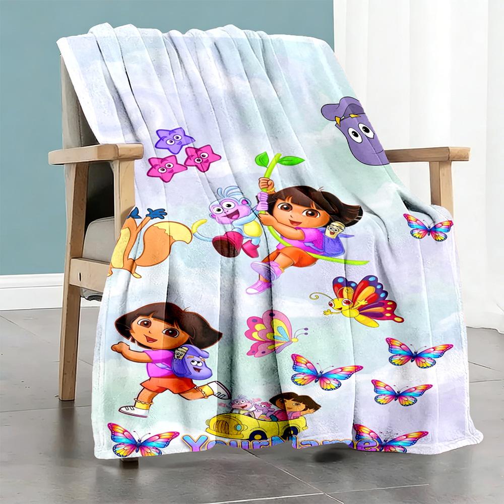 Dora Explorer Personalized Text Blanket Throw Personalized Blanket Ultra-Soft Throw For Sofa Couch Living Room Office Chair for All Occasions