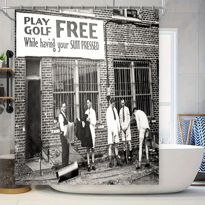 

Vintage-Inspired Golf Bath Mat Set Photo Backdrop Shower Curtain Decorations For Bathroom Perfect Gift Idea W60H190(CM)-1 Pcs