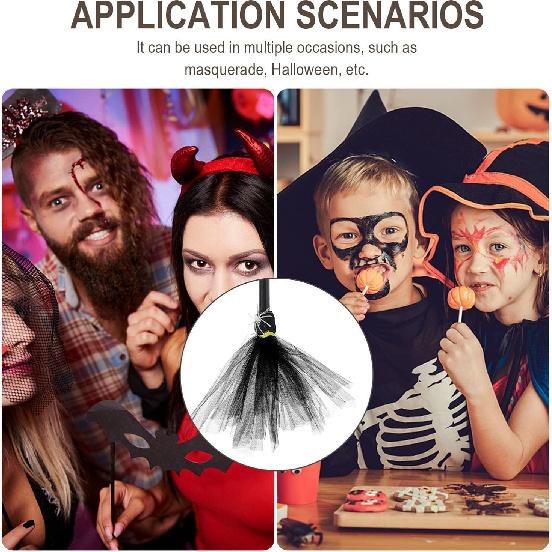 BESTOYARD Witch Broom Halloween Decoration Witch Flying Broomstick Witches Wizard Costume for Halloween Costume Props Black