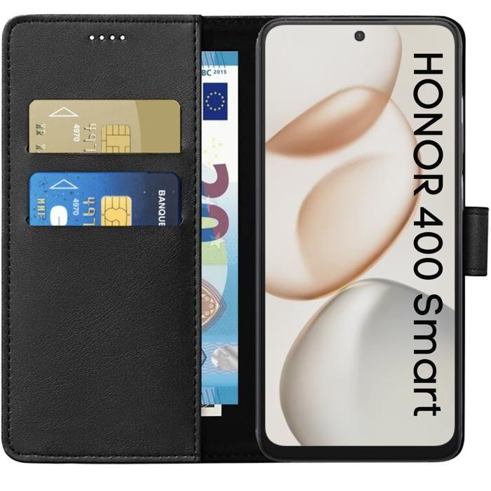 Hülle - PHONILLICO - Honor 400 SMART - Geldbörse Schwarz - Magnetklappe - Flexibel