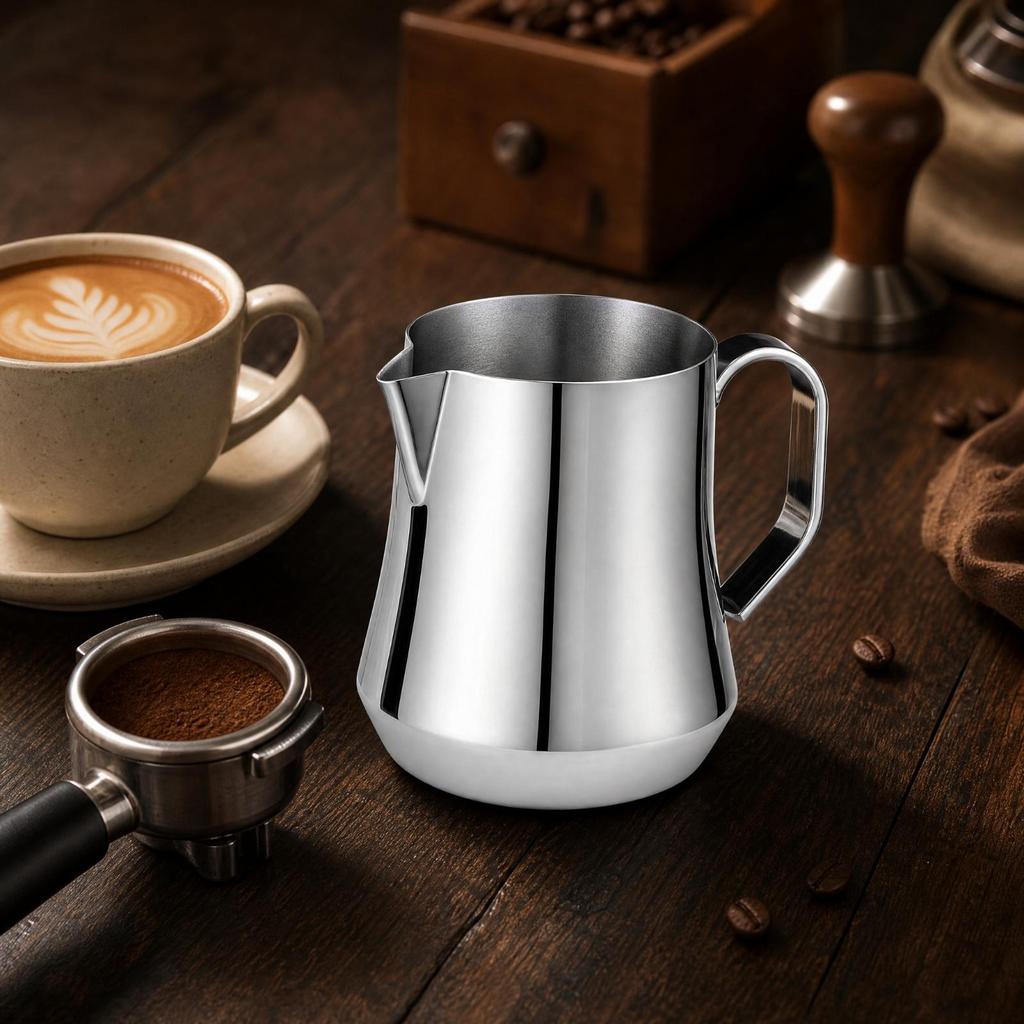 Latte Art Steaming Jug with FineTip Spout 350 Ml 304 Stainless Steel Pitcher Easy to Clean