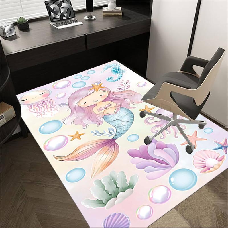 1PC Mermaid Octopus Non-Slip Floor carpet, Office, family, bedroom, Studio - Large Area Rug, Vibrant Colors, Longlasting Material-X415