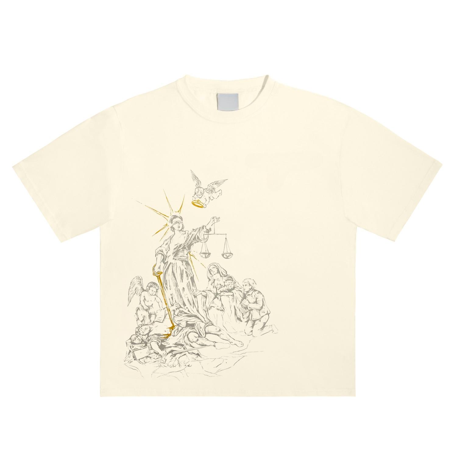 

Мужская одежда оверсайз в стиле стритвир, футболка белая с принтом «Правосудие» и ангела, хлопок, хип-хоп, с коротким рукавом, топы, готика, Y2k 4XL