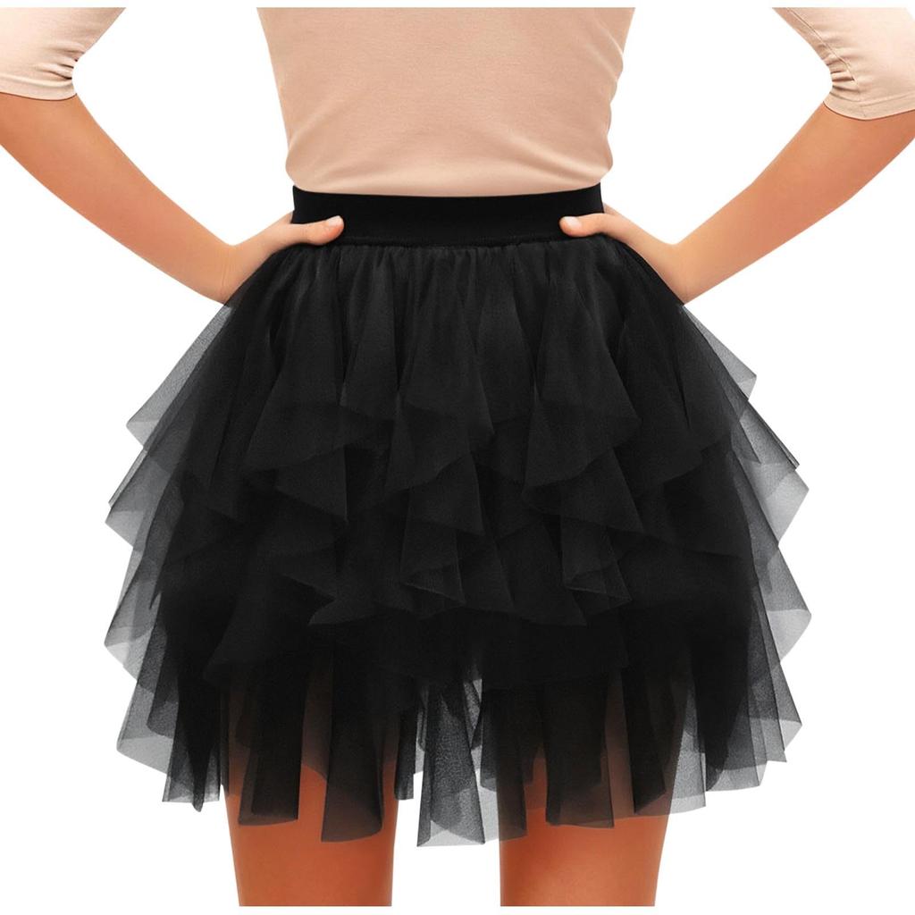Women's Fashion Color High Waist Mesh Skirt A-line Puff Skirt Cake Skirt Cute Ballet Ball Half Skirt