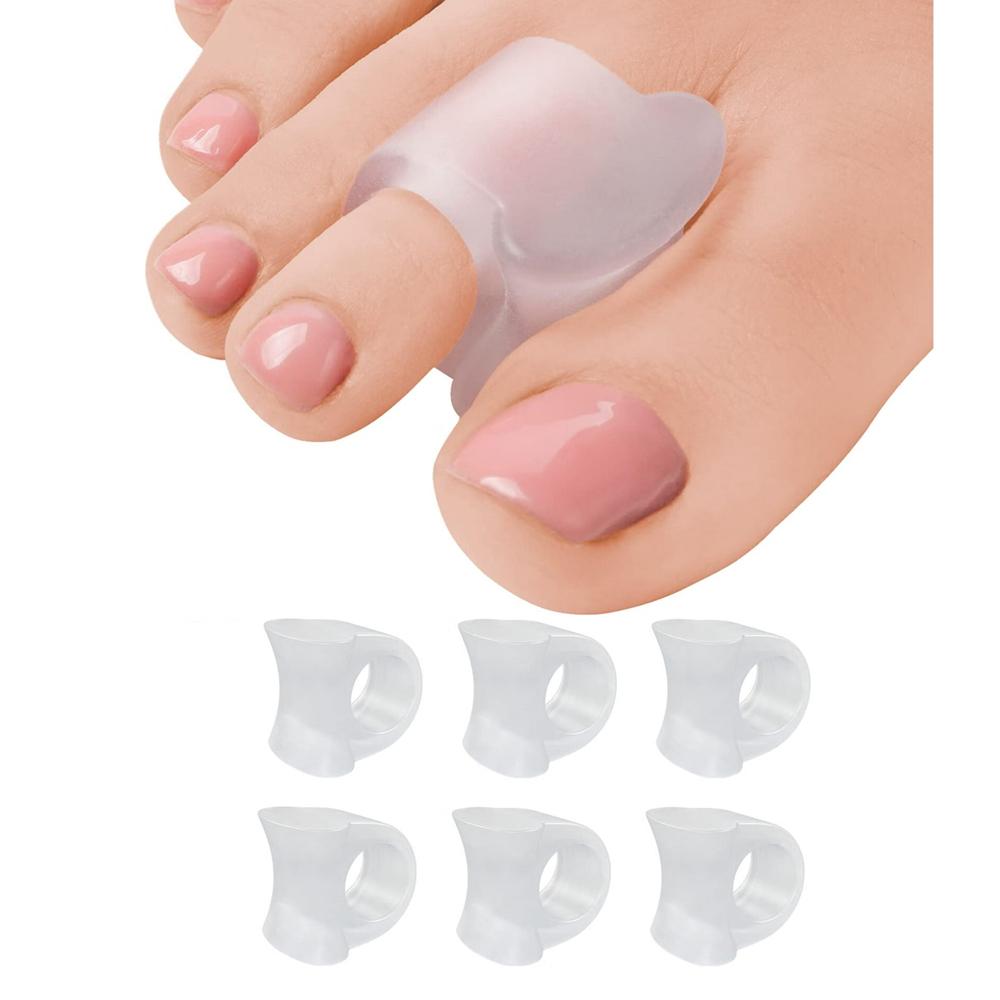 6 Paar Zehentrenner für überlappende Zehen Gel-Hammerzehenstrecker und Ballenzeh-Entlastungspads Silikon-Großzehenspreizer zur Hallux-Valgus-Korrektur