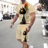 Fun 3D Cat Printed Men's Set Summer Casual 2-piece Set