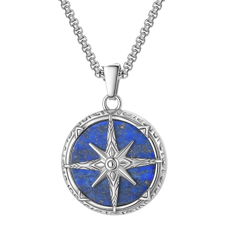 

Adjustable Stainless Steel Compass Charm Necklace Men Spiritual Jewelry Chain Necklace for Birthday Valentines Day