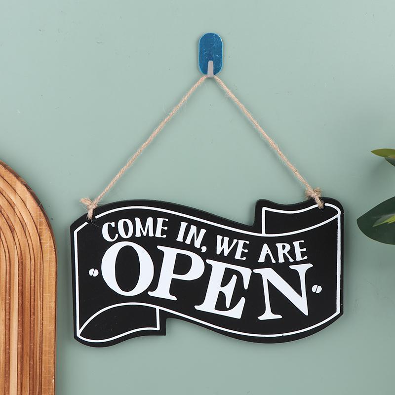 Double Sided Open Closed Sign Hanging Wooden Board With Rope For Business Shop Door Store Hours Status Tag European Style