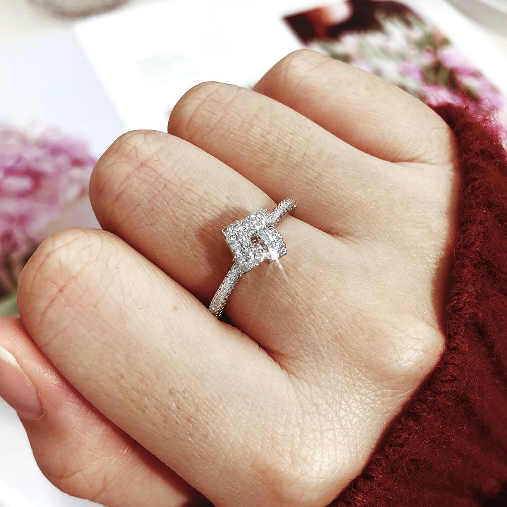 Dainty Minimalist Stacking Ring For Women Trend Cubic Zircon Gold Color Crystal Finger Accessories for Female Jewelry Gift R737