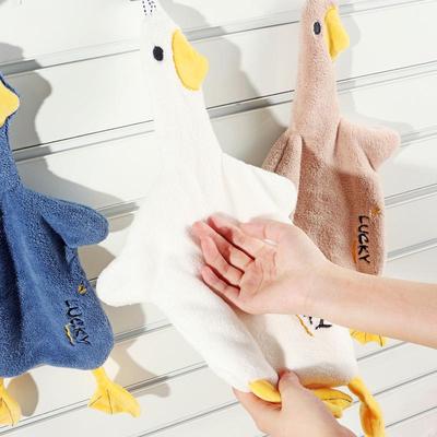 Cartoon Bear Duck Hanging Hand Towel - Absorbent & Quick-Drying for Bathroom.
