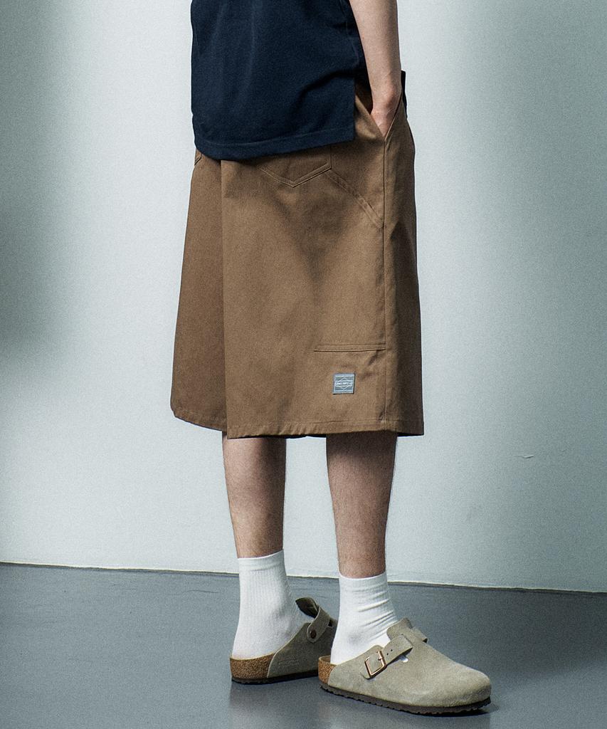 WHOLOVESART Carpenter Bermuda Banding Pants Brown