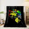 A colorful helmet design featuring bold geometric shapes and numbers. for all seasons blanket lunch break throw gift