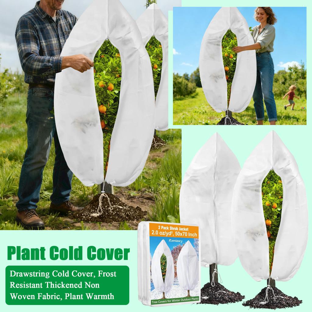 Plant Cold Cover, Drawstring Cold Cover, Frost Resistant Thickened Non Woven Fabric, Plant Warmth