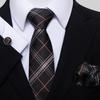 Men's 8cm Solid & Polka Dot Plaid Tie Set with Cufflinks & Pocket Square