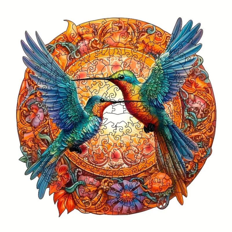 Milu Wooden Puzzle Bird Special-Shaped Animal Wooden Adult Toy Flower Acrylic