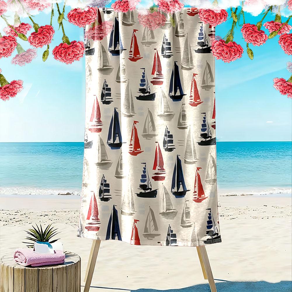 Sailing Dreams On Waves Print Beach Towel, Quick Drying, Suitable for Travel, Outdoor Sports, Jogging, the Beach and Swimming, Gift
