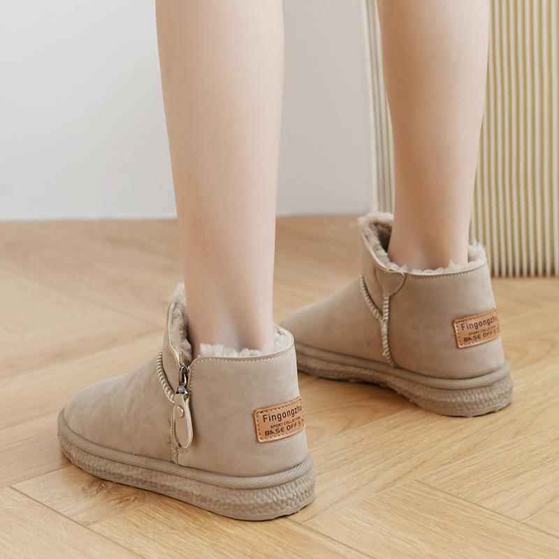 

Snow boots women s short tube new boots women s plush thickened warm non-slip short plush cotton shoes tide 35 хакі
