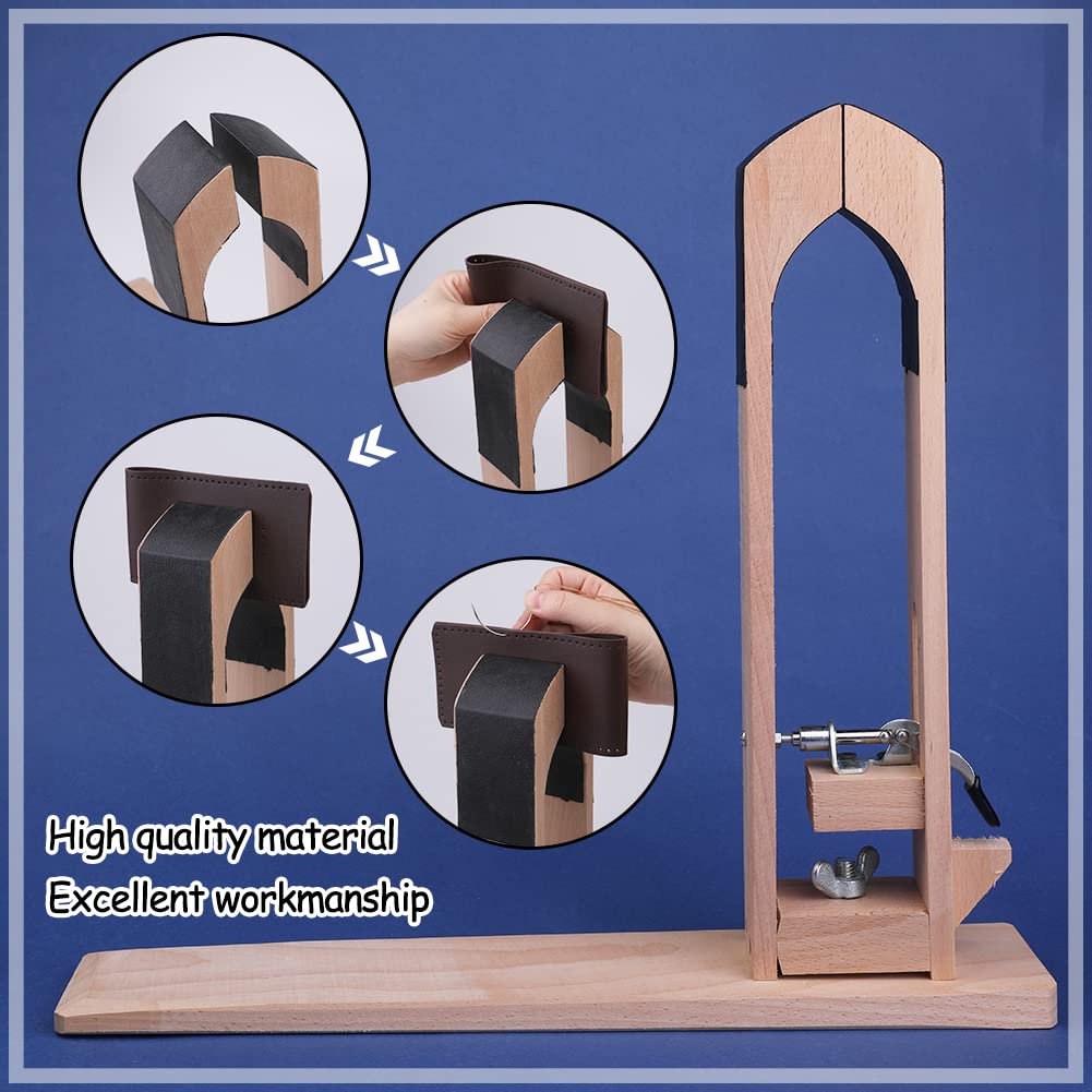 Fenrry Leather Pony Table Desktop Pony Horse Clamp with Large Eye Sewing Needles and Nail Files for DIY Leather Hand Stitching
