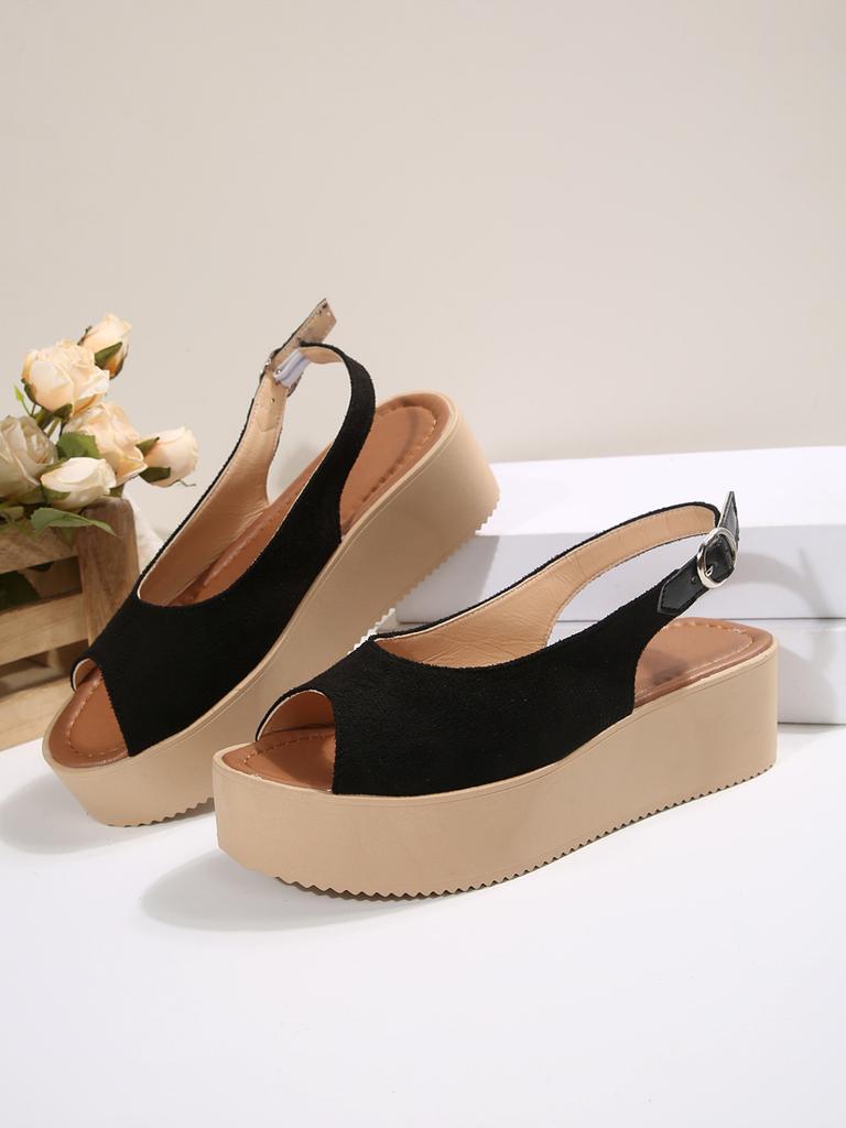 Fashion Fashion Peep Toe Platform Sandals for Women 2025 Summer Thick Bottom Beach Shoes Woman Gold Buckle Strap Wedge Sandalias Mujer