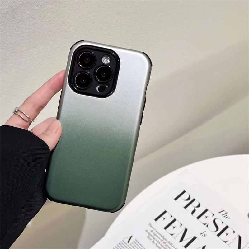 

Розкішний чохол для телефону з градієнтною металевою фарбою для iPhone 15 Pro Max 14 13 12 11 Pro протиударний чохол з чотирма кутами iPhone 15 Pro зелений