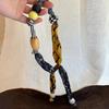 Love Pendant Patchwork Cloth Clavicle Chain Multicolor Wood Bead Necklace Ethnic Style Jewelry Accessories