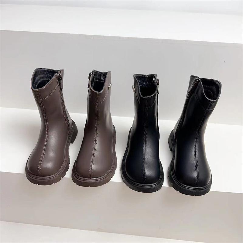 Nouvelles Bottes pour Enfants Printemps et Automne Bottines pour Filles Bottes en Cuir Souple à la Mode Bottes Trésor pour Femmes