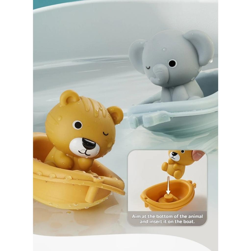 Stackable Animal Float Boats for Babies – Bath Time Water Play Set with Stacking & Finger Toy Features, BPA-Free & Soft Silicone