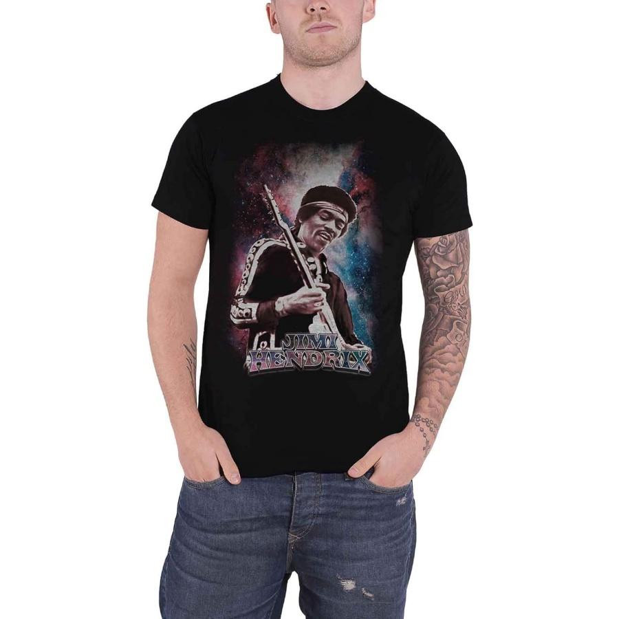 Jimi Hendrix T Shirt Galaxy Guitar Stance Logo New Official Mens Black Size S S