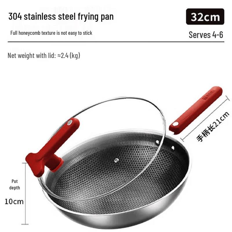 Kangbach 32cm 304 Stainless Steel Non-stick Wok