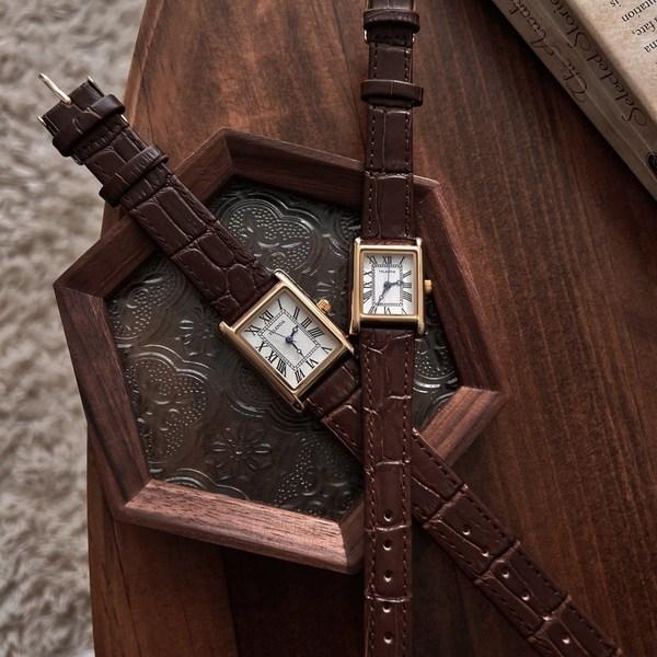 Fet Svart Brun Klassisk Dame Menn Square Square Leather Armbåndsur, Koreansk populære klokker