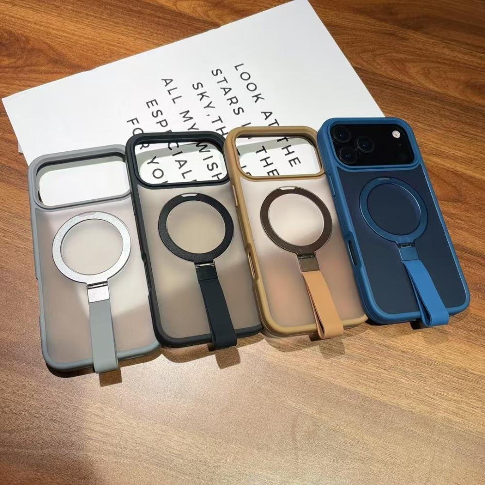 Luxury Matte Hand Wrist Strap Phone Case for for Magsafe iPhone 17 16 15 14 Plus   Pro Max 11 Magnetic Holder Stand Cover