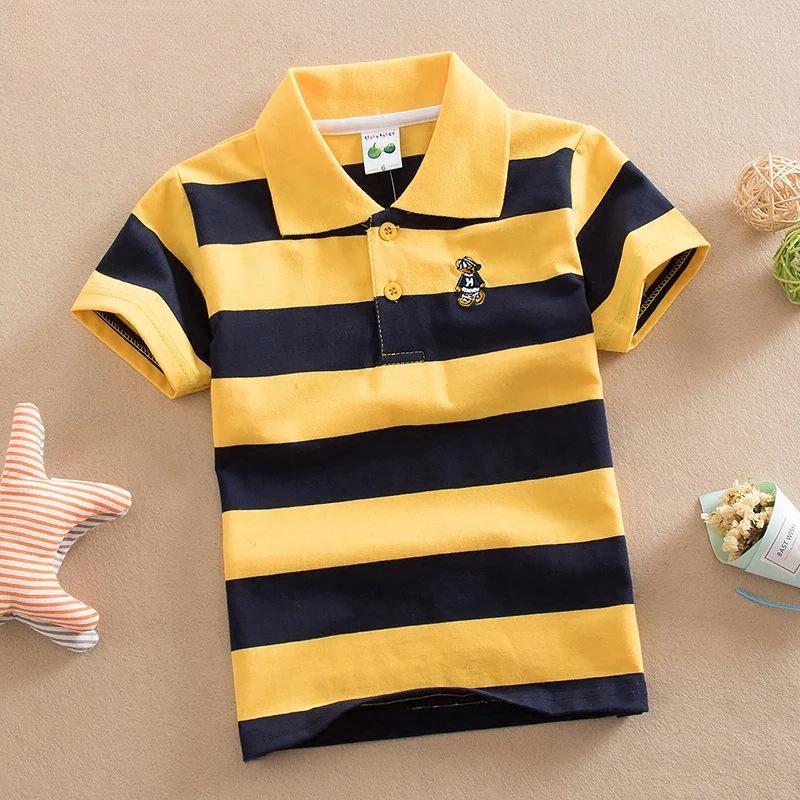 Cool Studio Jongens T-shirt met korte mouwen Zomer Kinder T-shirt Kleurrijk Gestreept Kinder Poloshirt 120cm