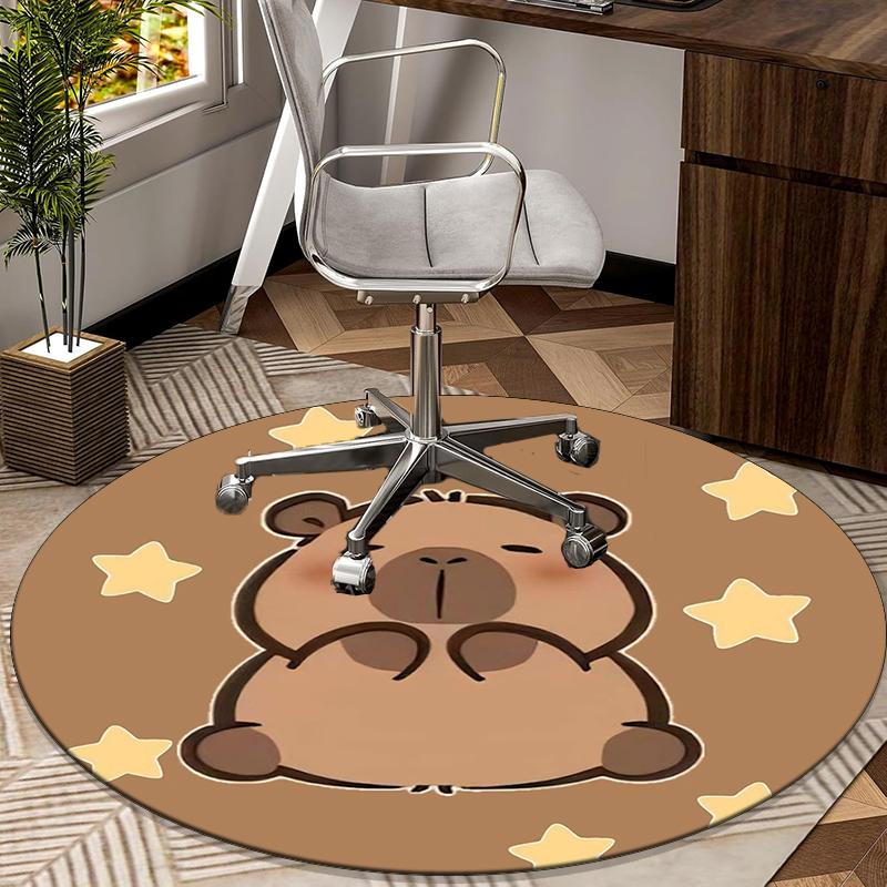 Bear Friends Greeting round carpet Chair cushion Round Entryway Rug, Soft Round Rugs for Living Room, Bedroom, Circle Carpet decor gifts