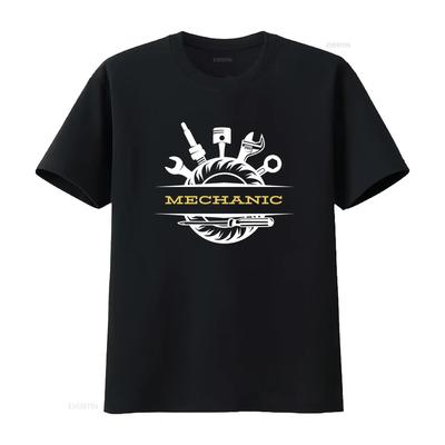 Mechanic Men's T Shirt Vintage Washed Designer Clothes Stylish Stretched Homme Streetwear Breathable Fashion Versatile