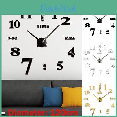 Große DIY 3D Rahmenlose Zahlenwanduhr mit leisem Uhrwerk und Spiegeloberfläche