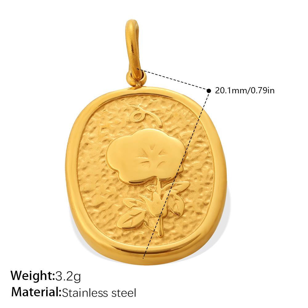 Stylish Gold Embossed Stainless Steel Pendant – Trendy European & American Jewelry Accessory