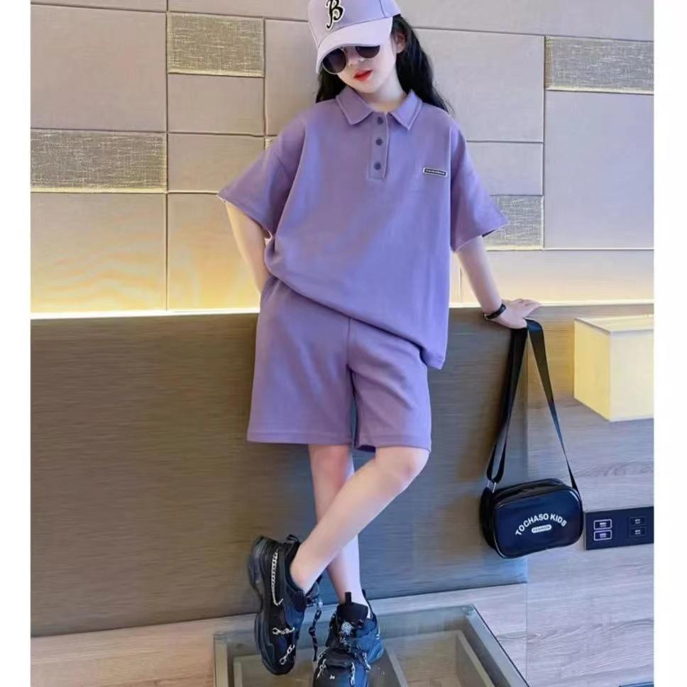 Teenager Girls Children's Clothes Short Sleeve + Pant Two Piece Set Outfit for Sporty Outdoor Clothes for Children Summer