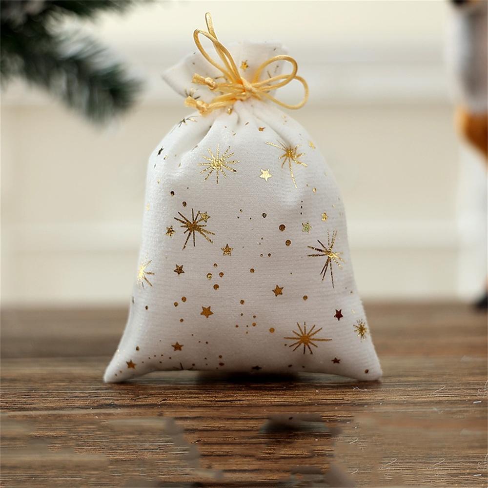 Christmas Cotton Linen Gift Bags Xmas Tree Printed Drawstring Pocket Christmas Party Gift Packaging Jewelry Storage Bags