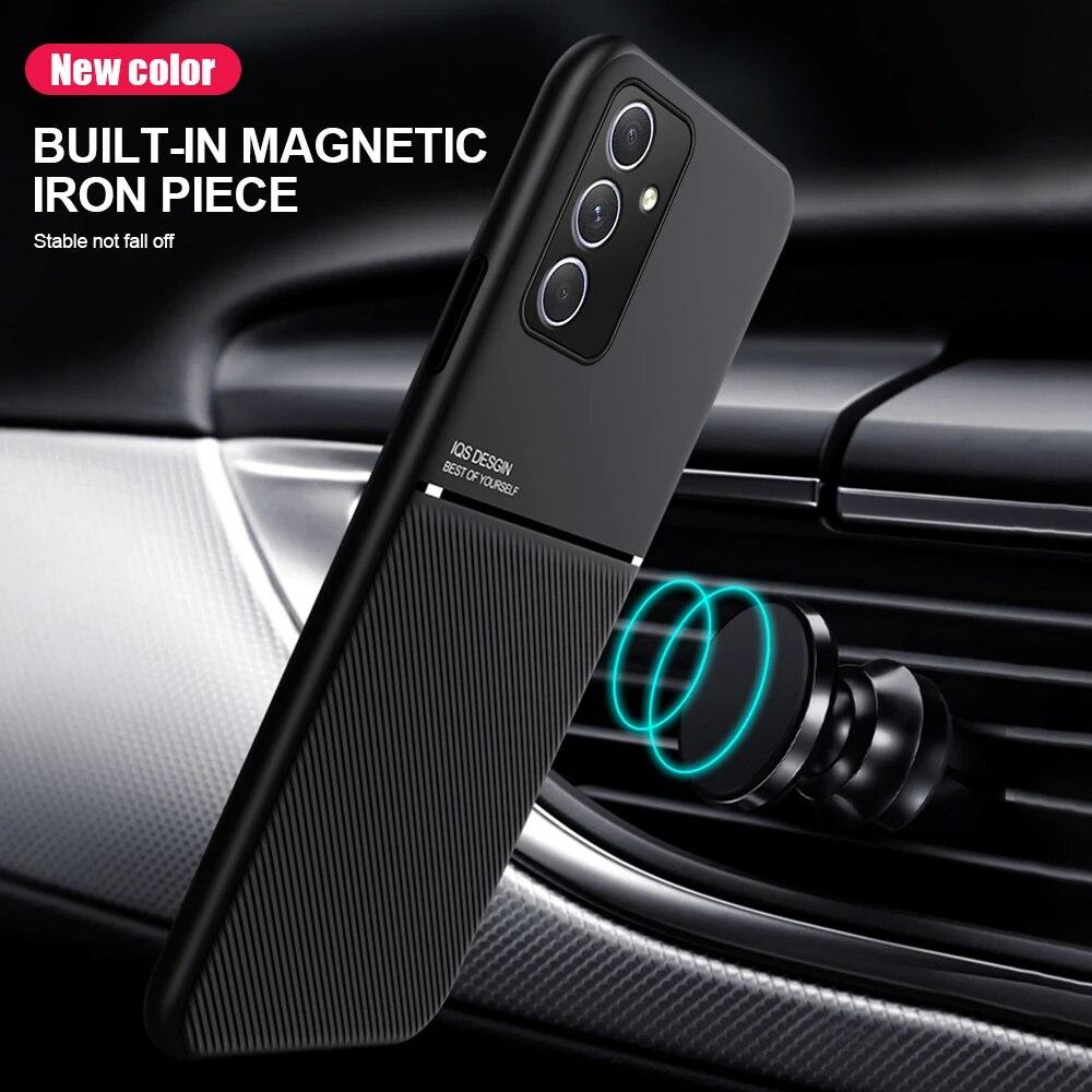 Magnetic Car Holder Silicone Cover for Samsung Galaxy S23 Ultra A34 A14 A34 A54 5G Soft Frame Protection Case