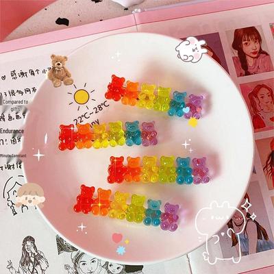 Colorful Bear Hair Clips: Candy-Colored Duckbill Clips for Women