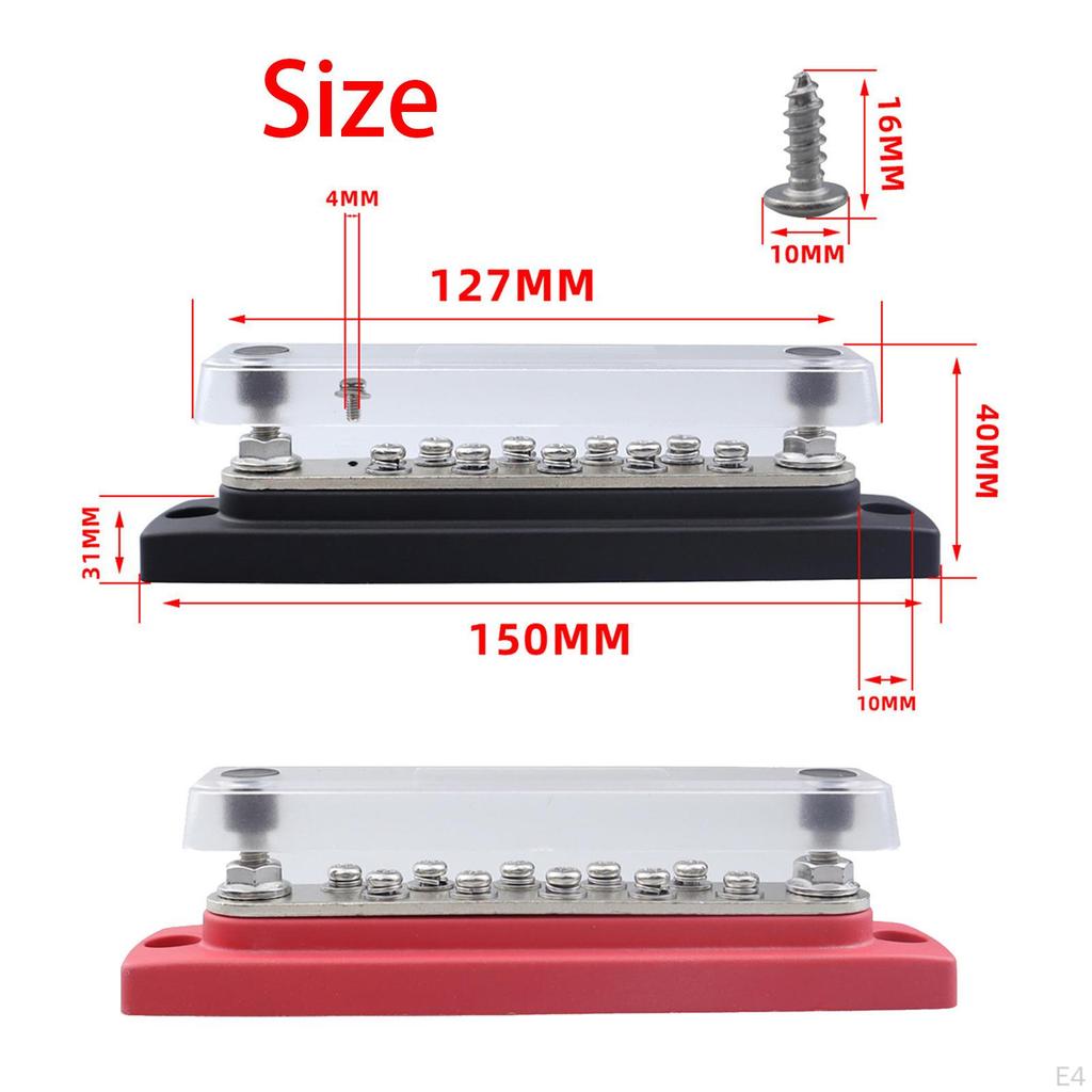 10 Terminal Bus Bar Kit Dustproof Replaces Parts Easily Install Professional with Cover AC 110-300V