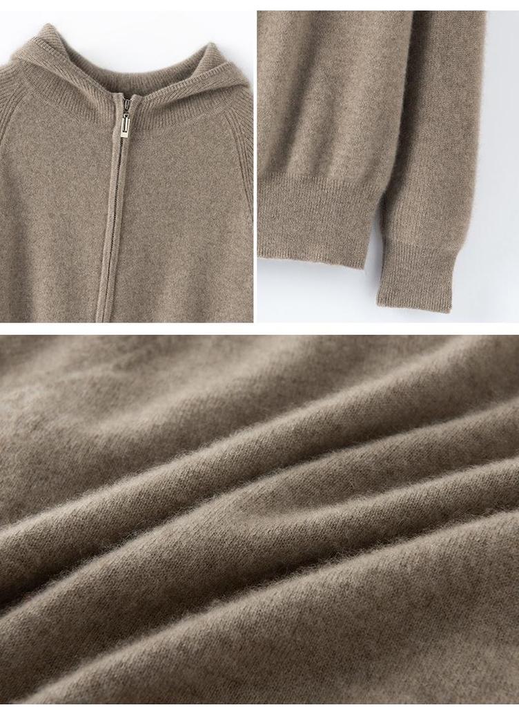 Women's 12-Gauge Pure Cashmere Hooded Cardigan Coat