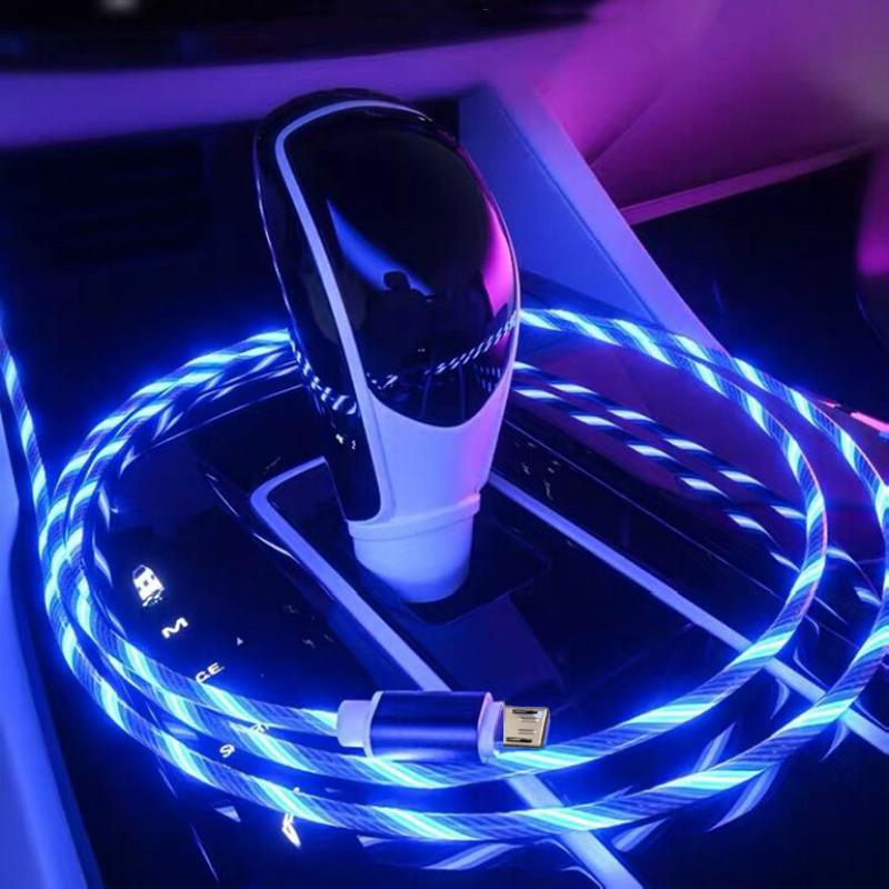 Flow Luminous USB Type C Cable 3A Fast Charging Data Cord for Samsung Xiaomi OPPO  IPhone Charger Micro USB Wire LED Cable
