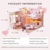 CUTRROOM DIY Miniature Wooden Dollhouse Kit 1:24 Scale with Furniture, Music Box, Dust Cover, LED Light