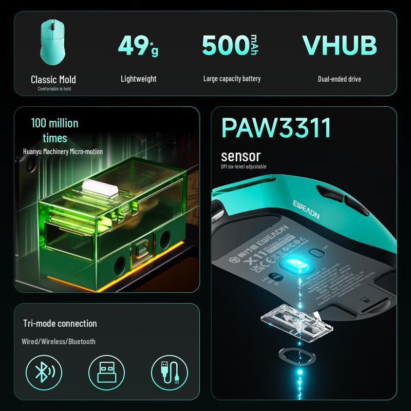 Qianxingzhe X11SE Three-Mode Lightweight Gaming Mouse