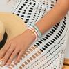 SHIXIN 3Pcs Bohemian Colorful Soft Pottery Beaded Bracelet Set for Women Beach Conch Starfish Charm Bangle Girls Fashion Jewelry