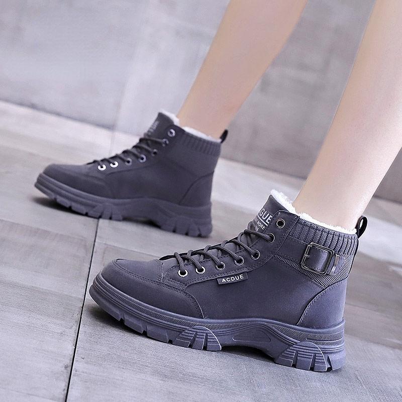 Короткие дутики женские обувь на платформе высокое качество корейские ботинки кожа и — фото 3